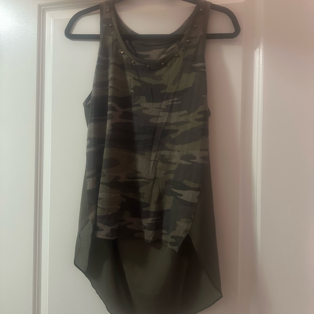Olive Camouflage Sleeveless Tank Top